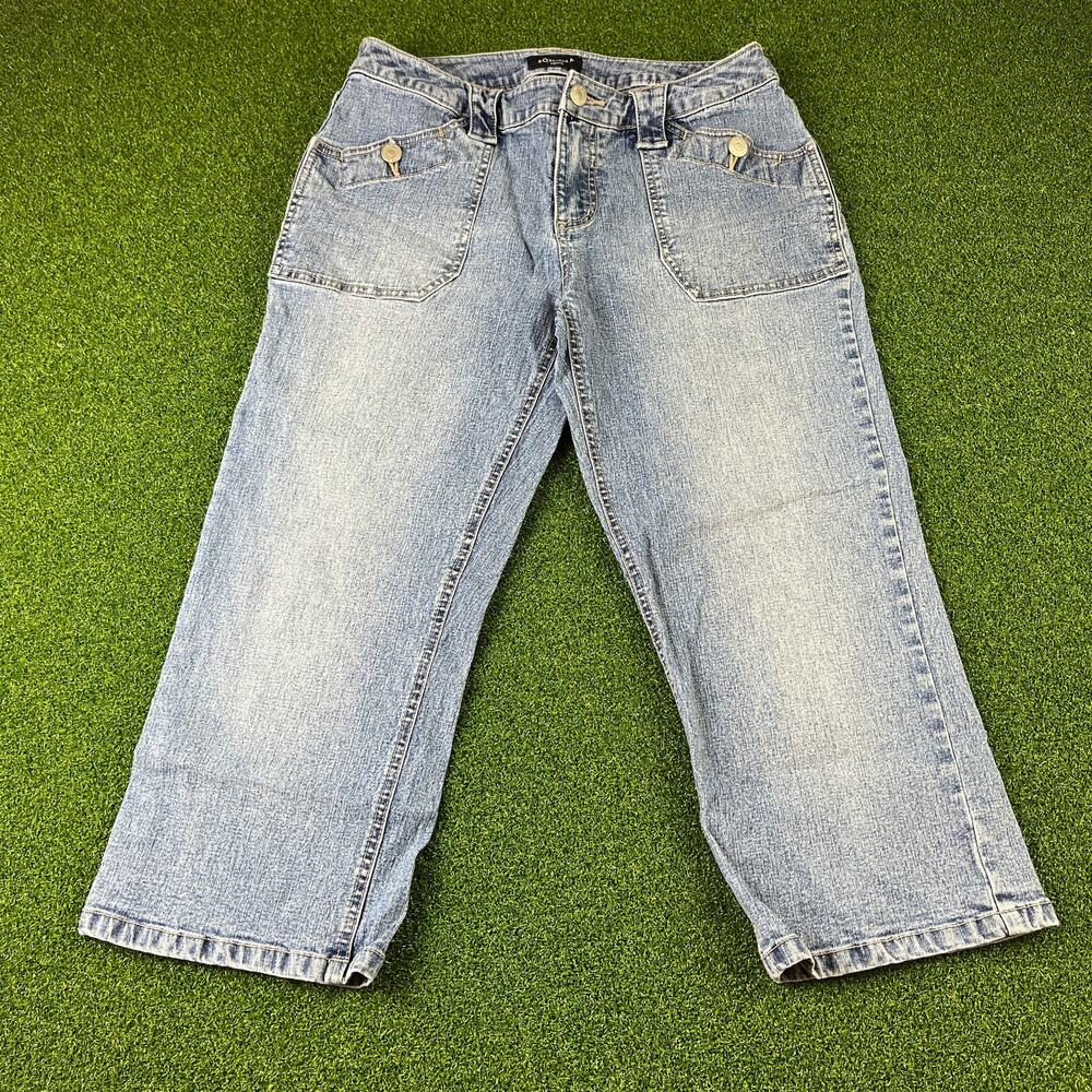 Vintage Sonoma Life Style Jeans 6P Petite Embroidered Pockets Wide Leg Denim